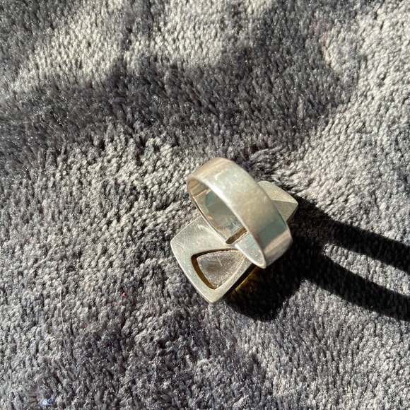 Amber and silver adjustable ring - Picture 4 of 11